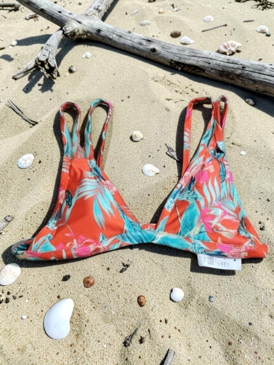 La Hearts Other - LA Hearts - XL Coral and Aqua Floral Bikini Top